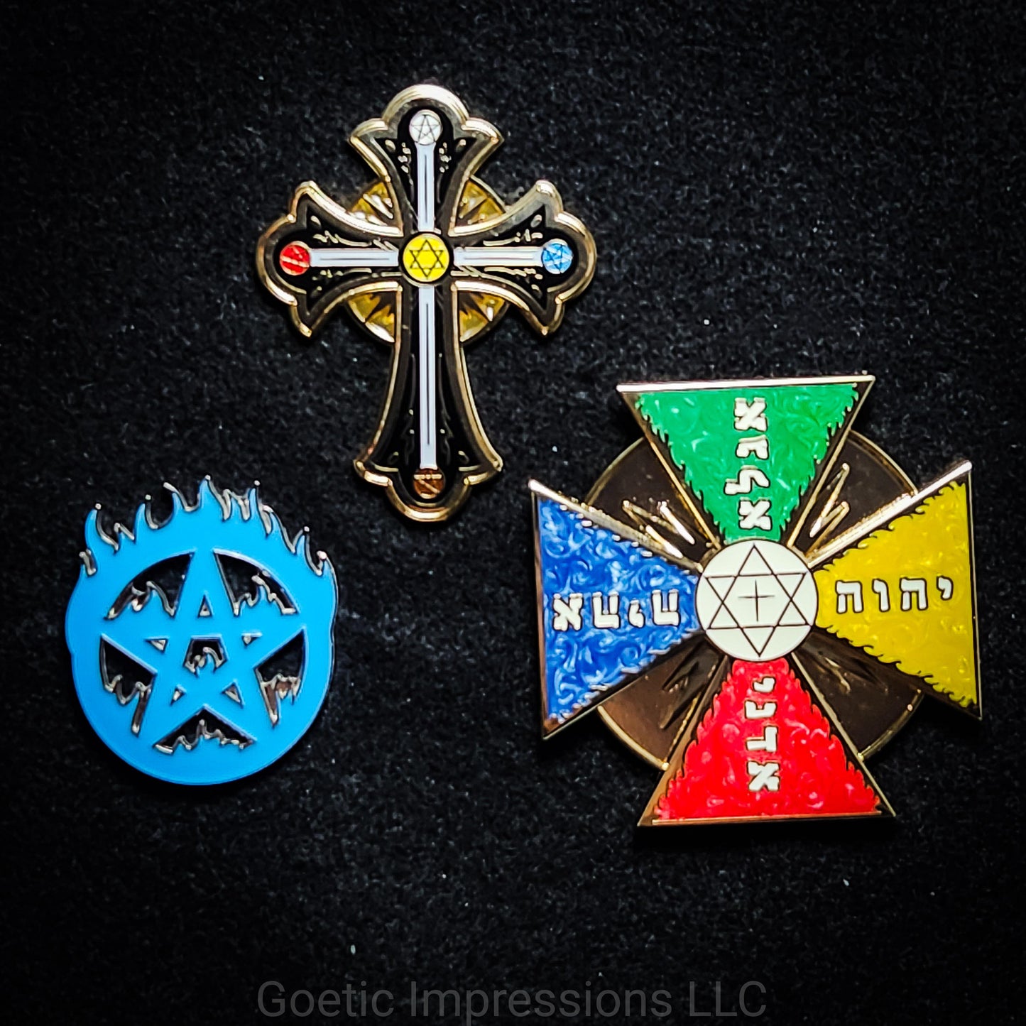 Flaming Pentagram Enamel Pin