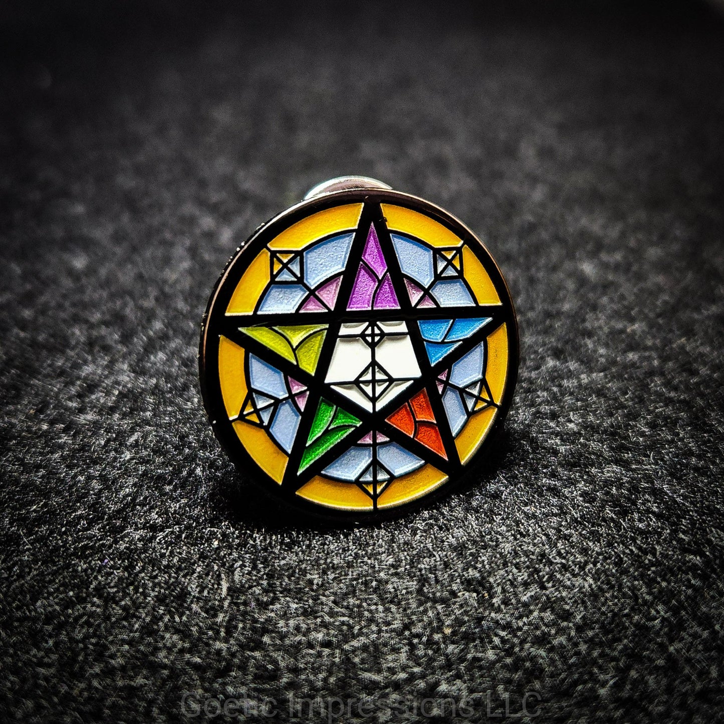 Stained Glass Pentacle Enamel Pin