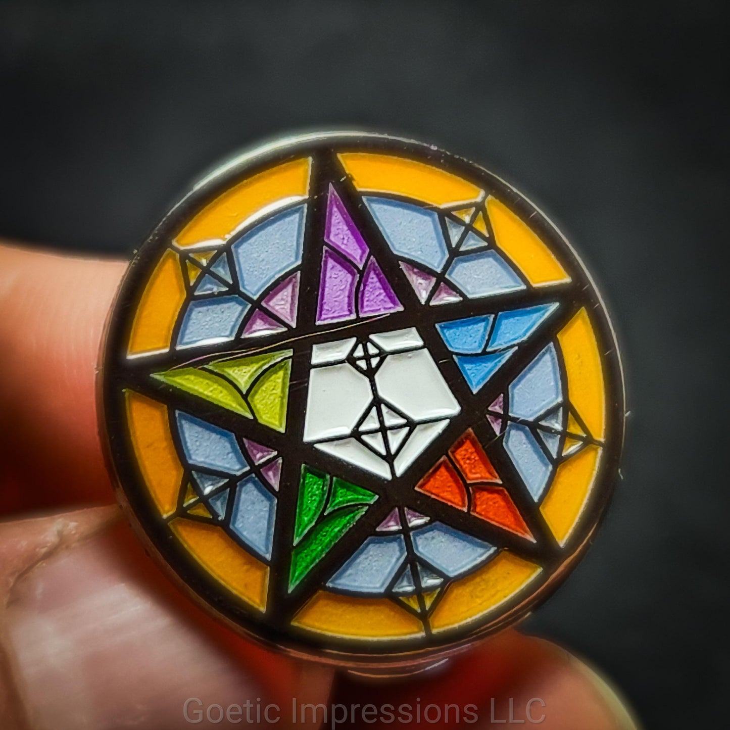Stained Glass Pentacle Enamel Pin