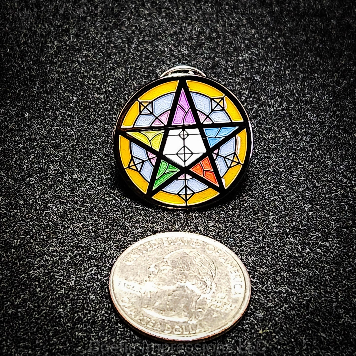 Stained Glass Pentacle Enamel Pin