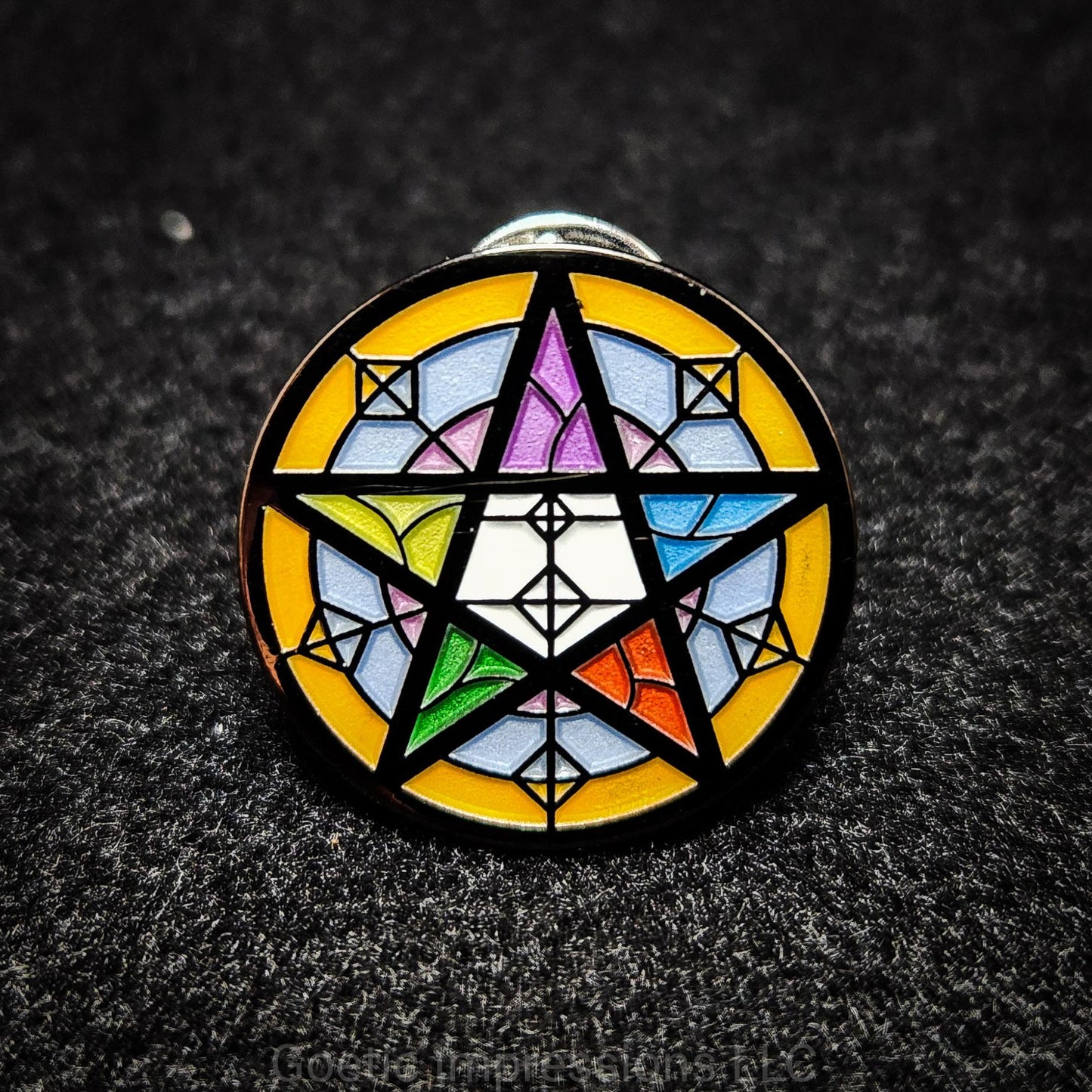 Stained Glass Pentacle Enamel Pin