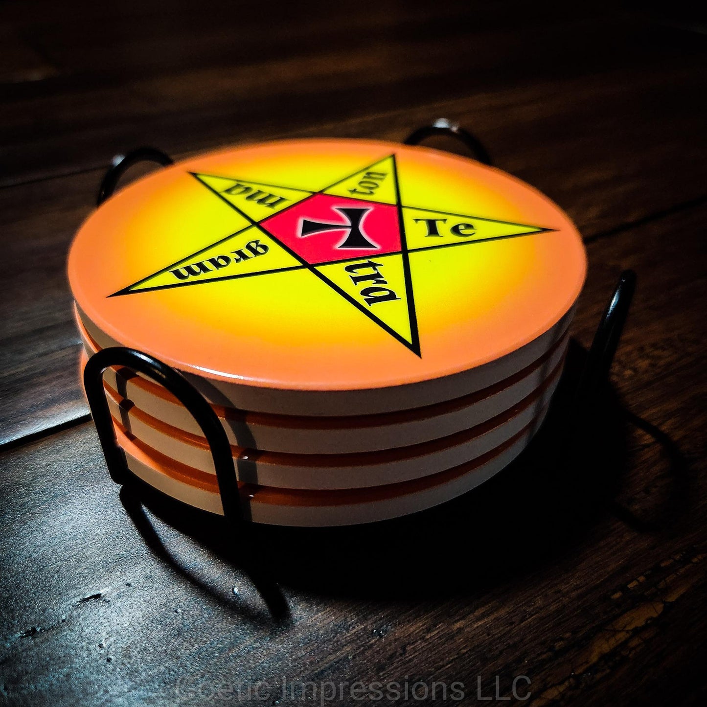 A set of Tetragrammaton ceramic candle disks.
