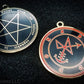 Abaddon sigil ritual talisman with pentagram on reverse side. The reverse side of each Sigil medallion features the Latin phrase 'Potius quam ad Inferos regnabit in serve in Caelum' meaning, 'Better to rule in Hell than to serve in Heaven'.