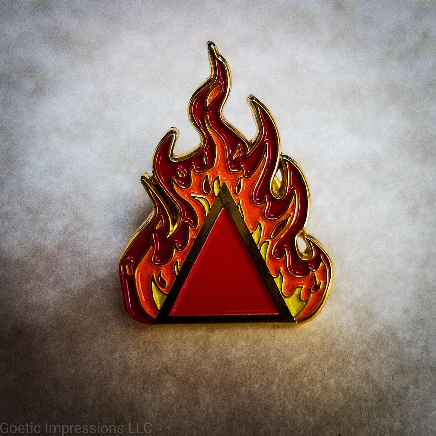 Alchemy symbol for fire enamel pin