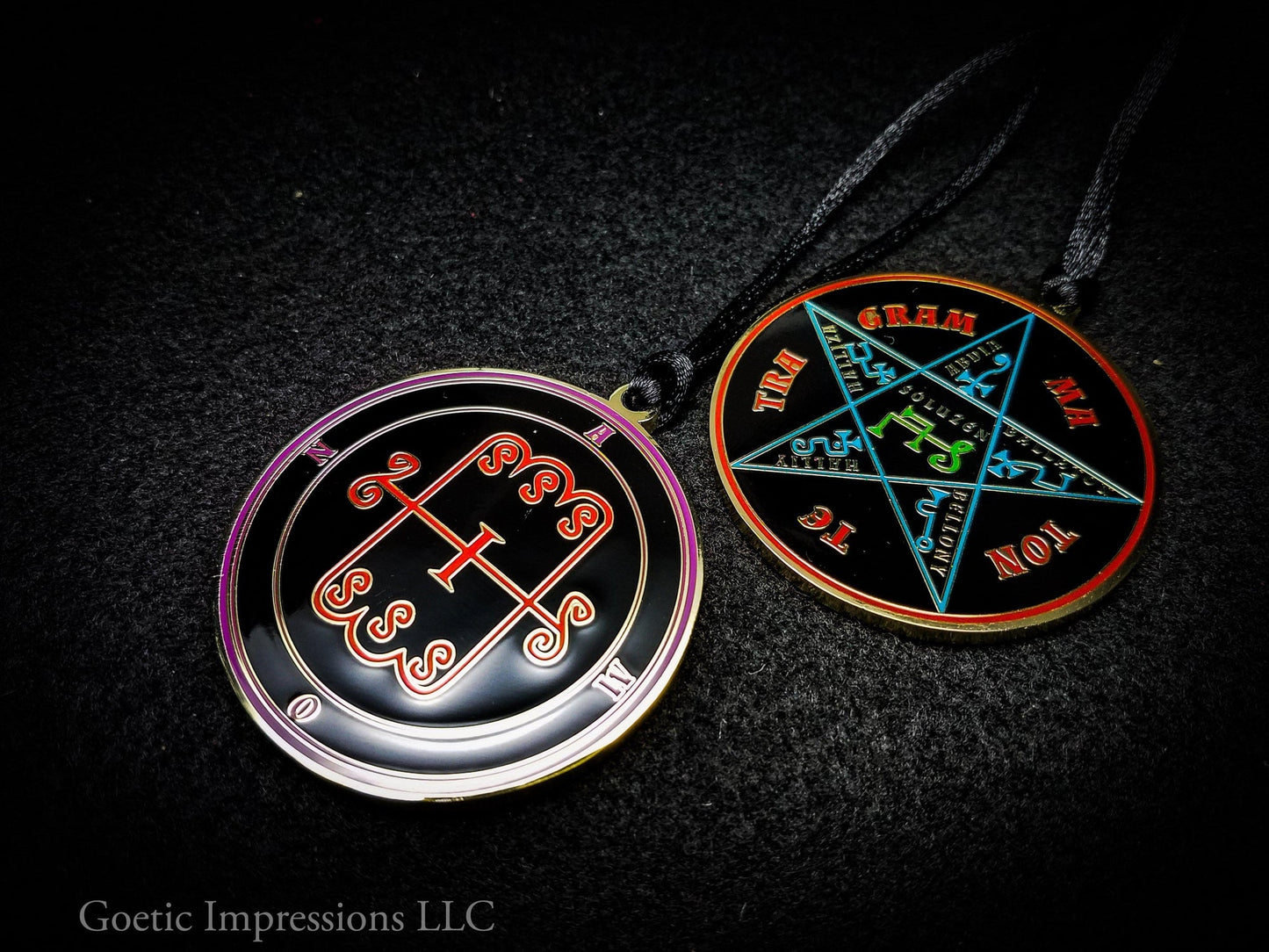 Seal of Amon sigil talisman with Pentacle of Solomon on reverse side.