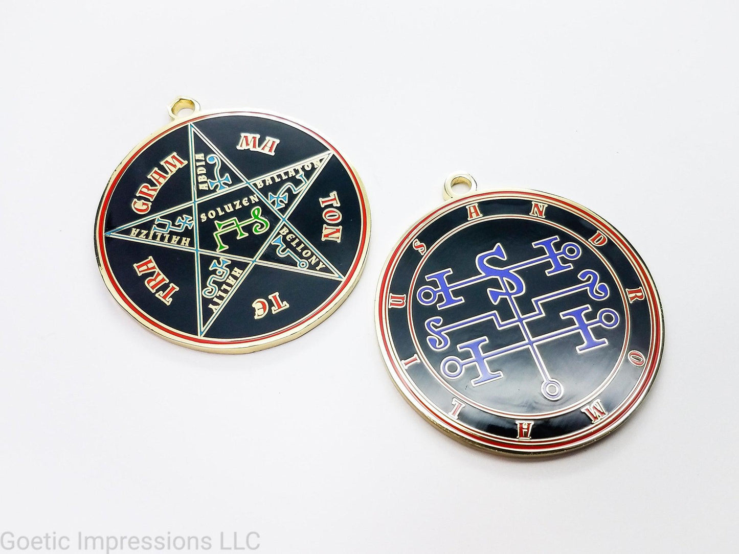 Andromalius sigil medallion with pentacle of solomon on reverse side