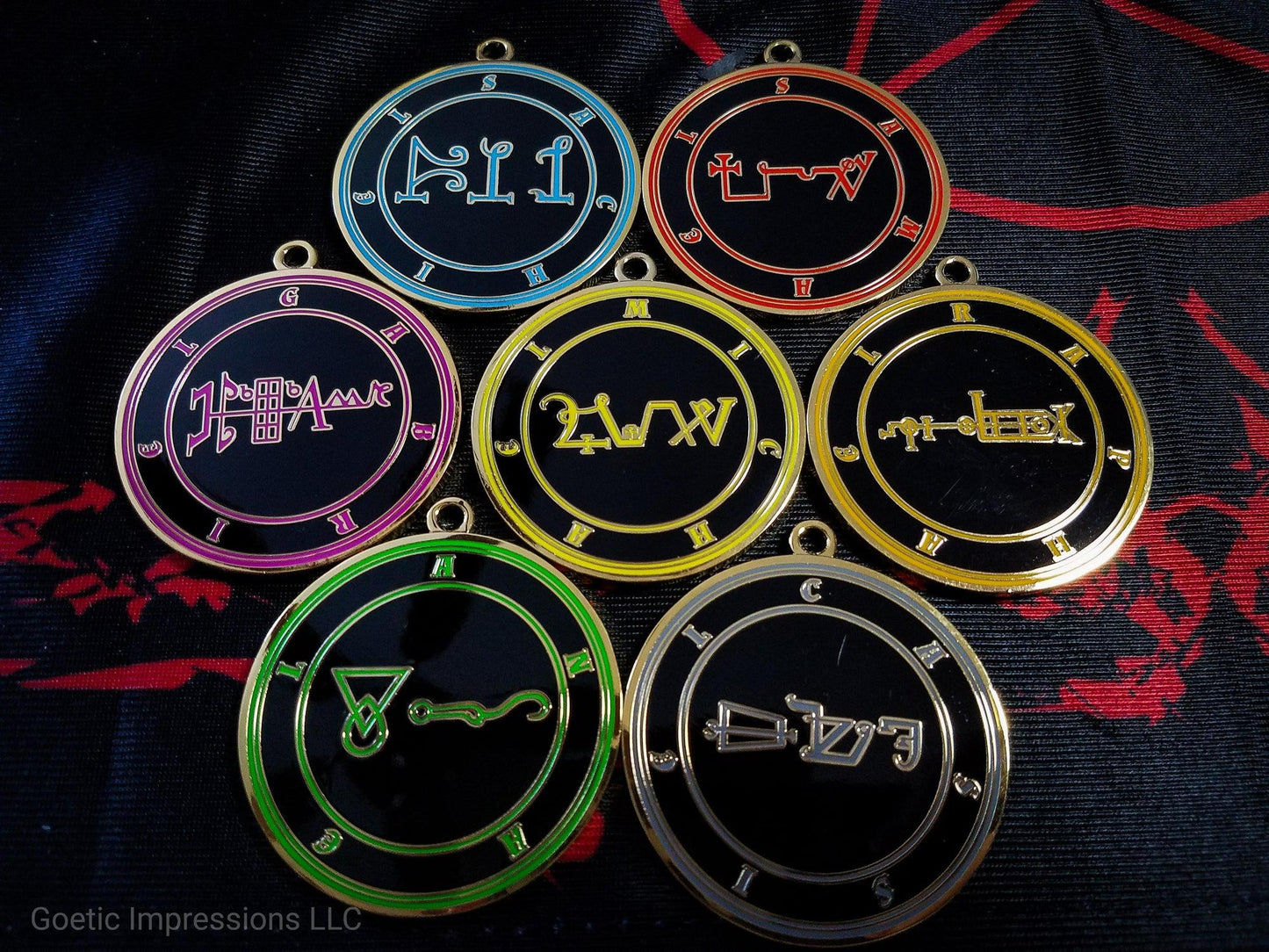 All 7 planetary archangel medallions based on the Heptarmeron and Cornelius Agrippa