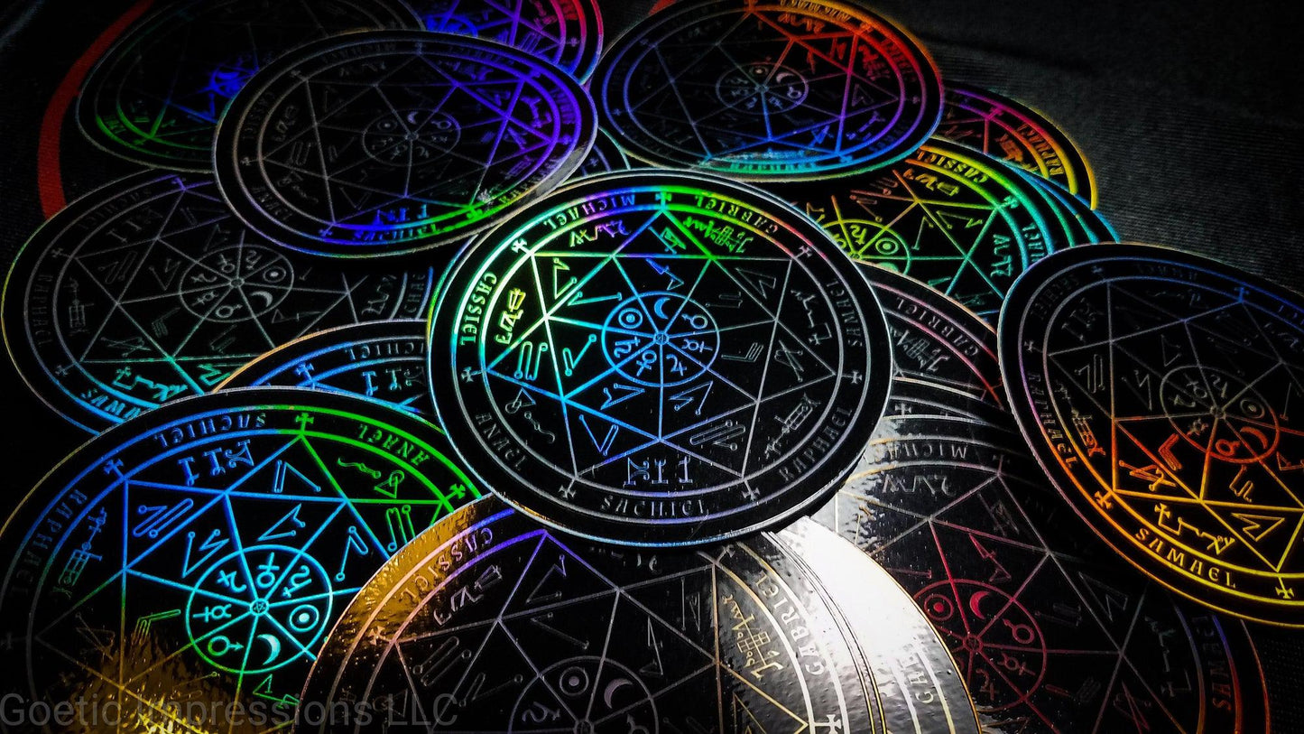 Occult symbol holographic stickers.