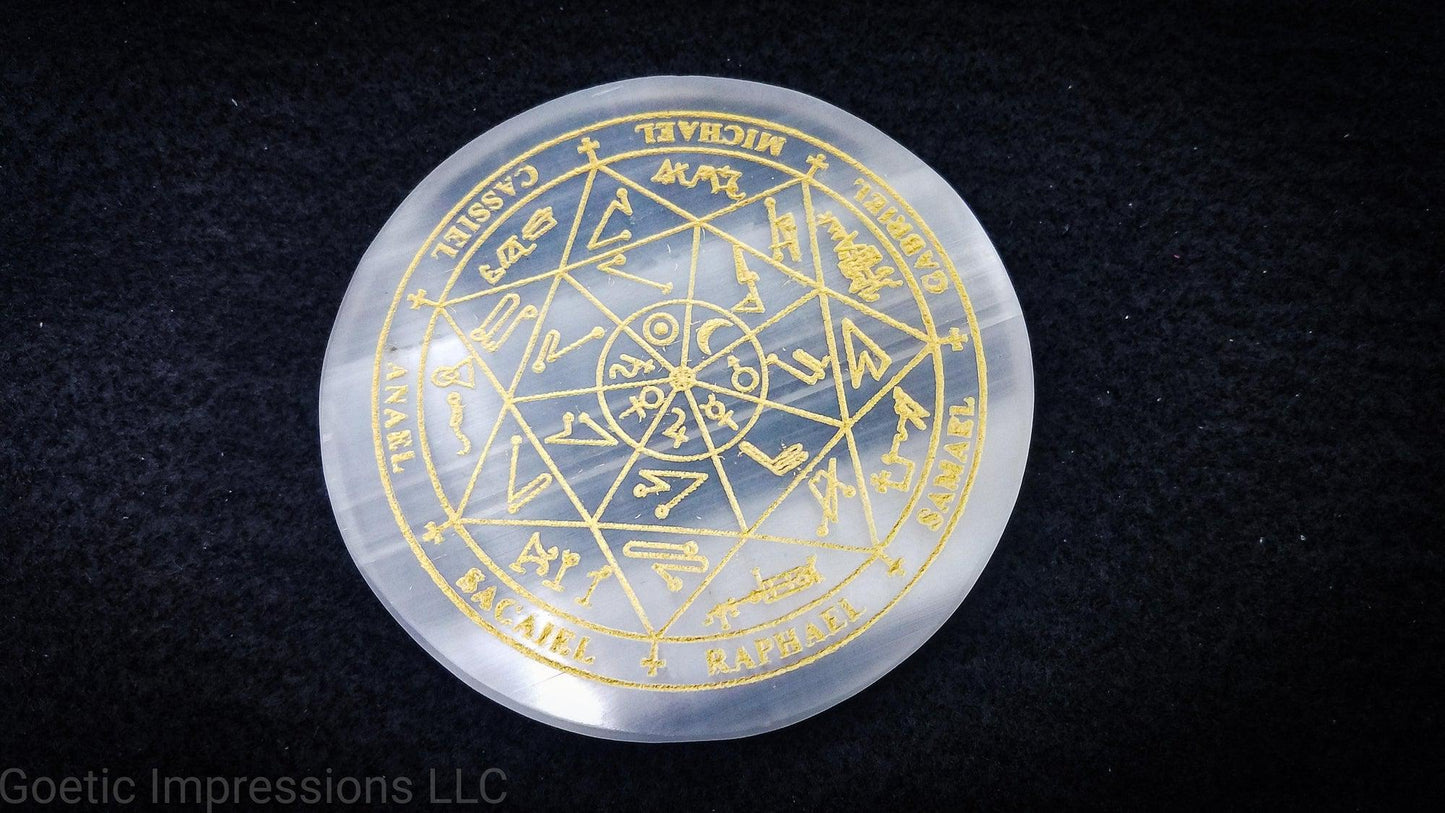 7 Planetary Archangel Seal selenite charging plate