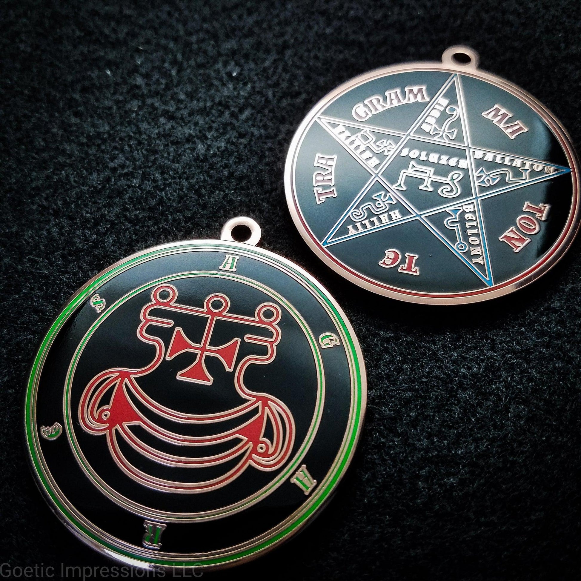 Ars Goetia Agares sigil medallion with Pentacle of Solomon on Reverse side