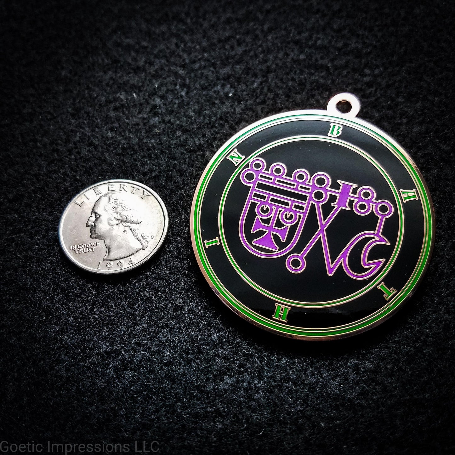 Purple and green Bathin demon sigil amulet