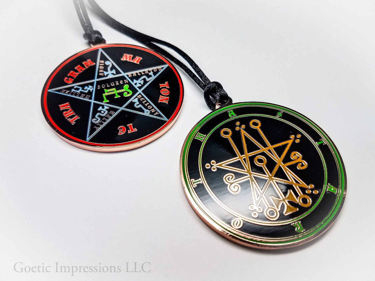 Seal of Astaroth sigil medallion with Pentacle of Solomon on reverse side.