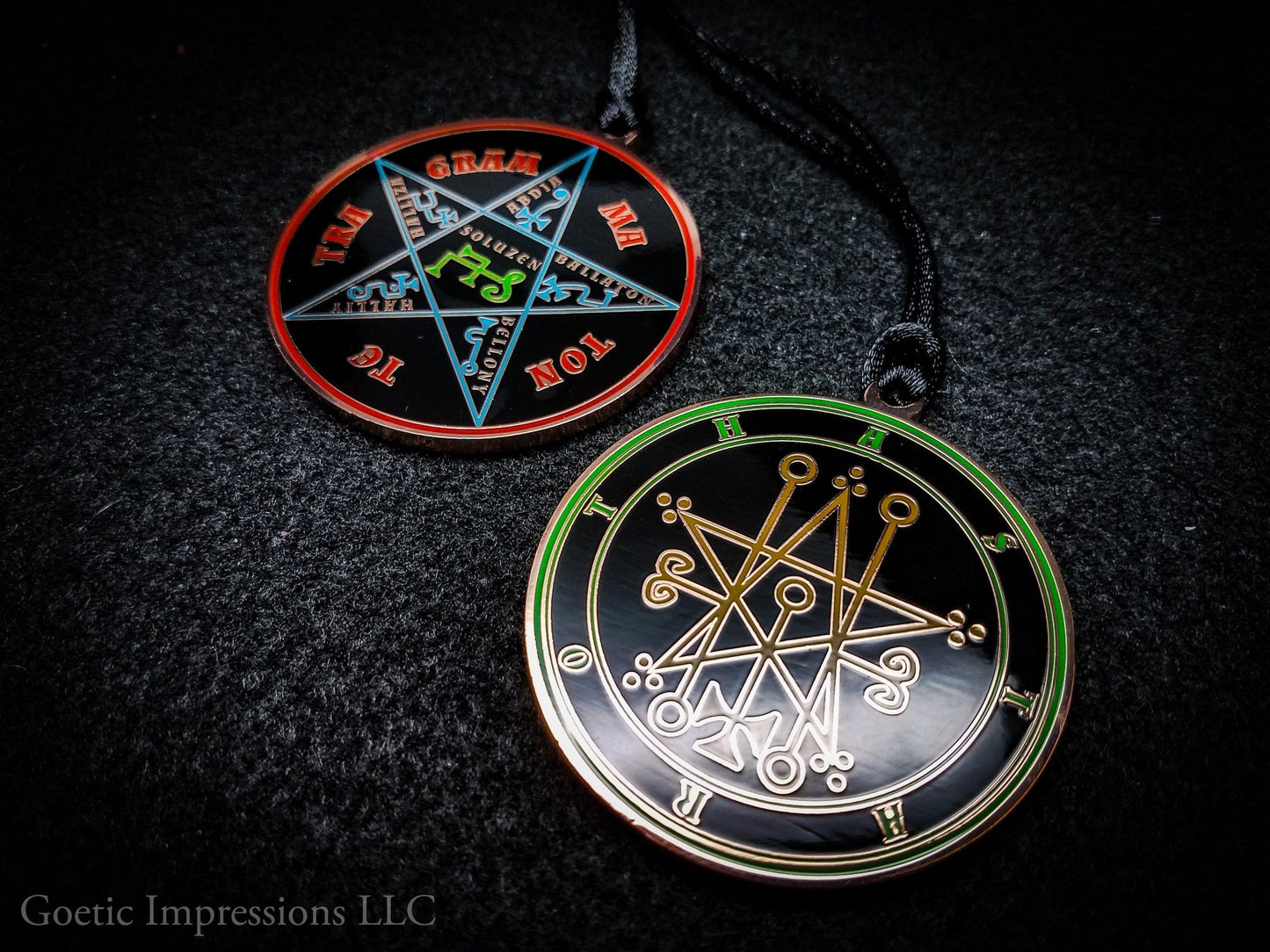 Seal of Astaroth sigil medallion with Pentacle of Solomon on reverse side.