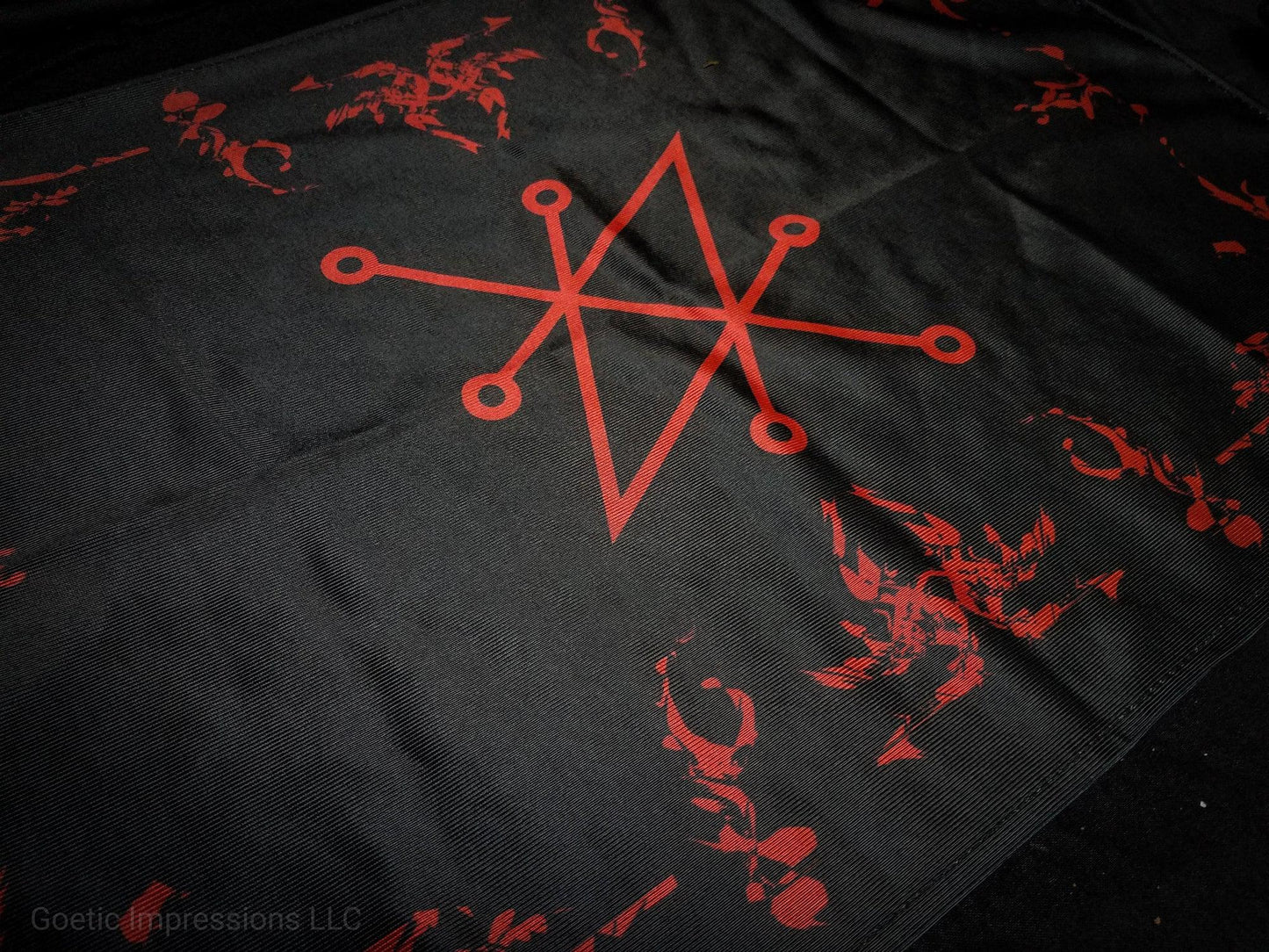 Red and Black Azazel sigil altar cloth