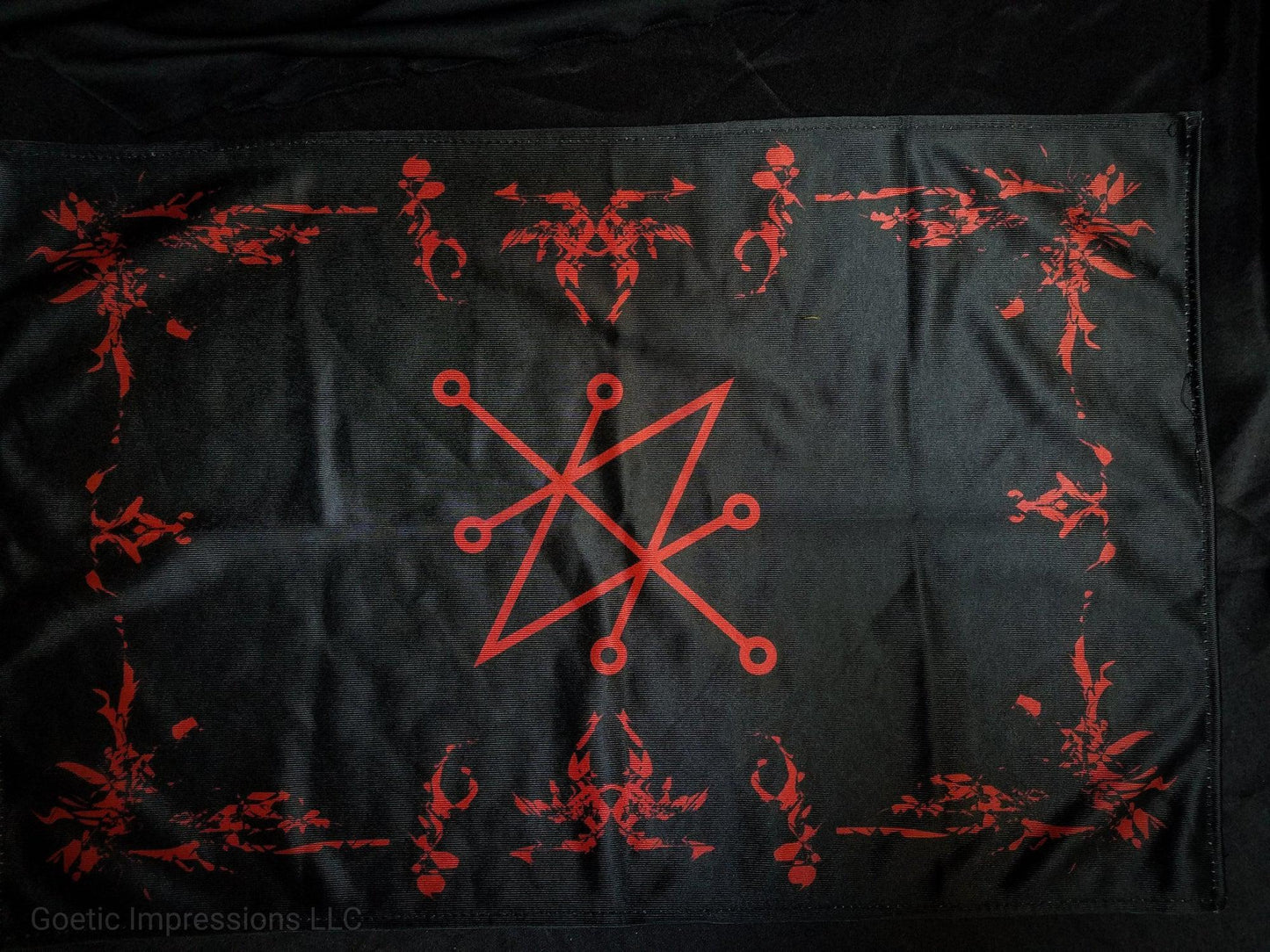 Red and Black Azazel sigil altar cloth