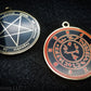 Grimoire Verum Beelzebub sigil ritual pendant with pentagram on reverse side. The reverse side of each Sigil medallion features the Latin phrase 'Potius quam ad Inferos regnabit in serve in Caelum' meaning, 'Better to rule in Hell than to serve in Heaven'.