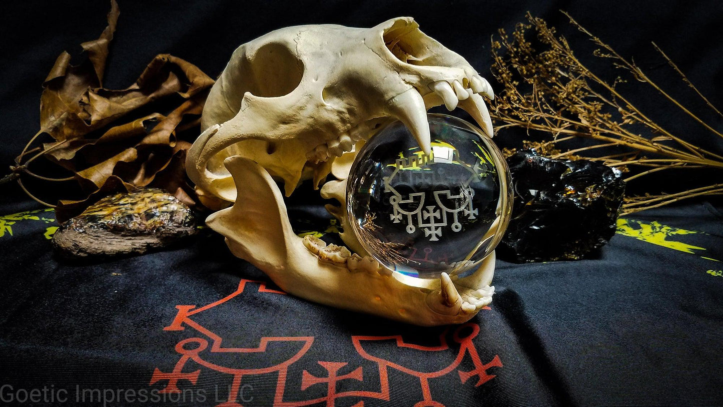 Belial sigil crystal ball with bear skull