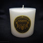 Full color Belial seal on white pillar candle