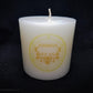 White pillar candle with 2 color Belial sigil seal