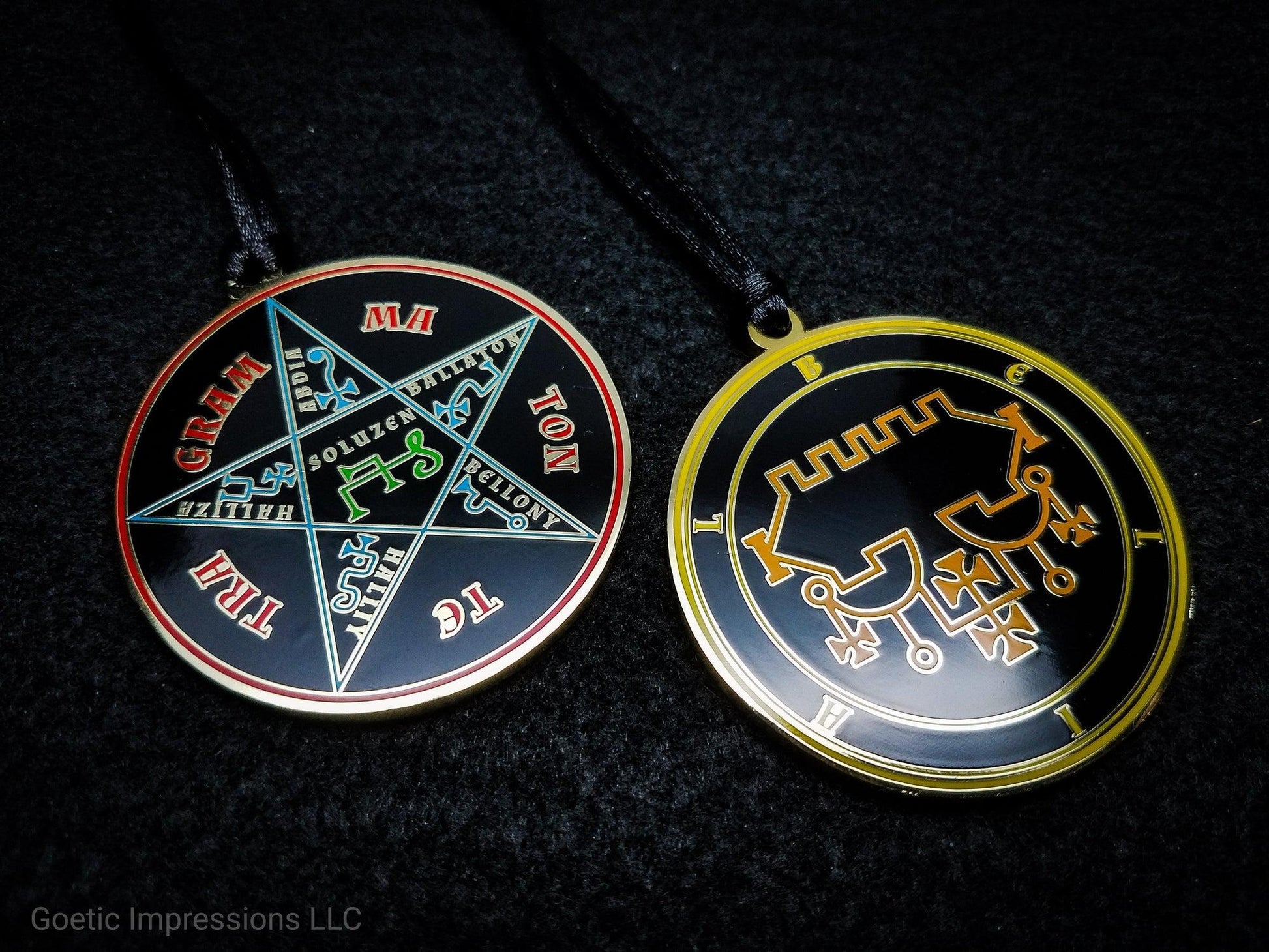Ars Goetia Seal of Belial sigil medallion with Pentacle of Solomon on reverse side.