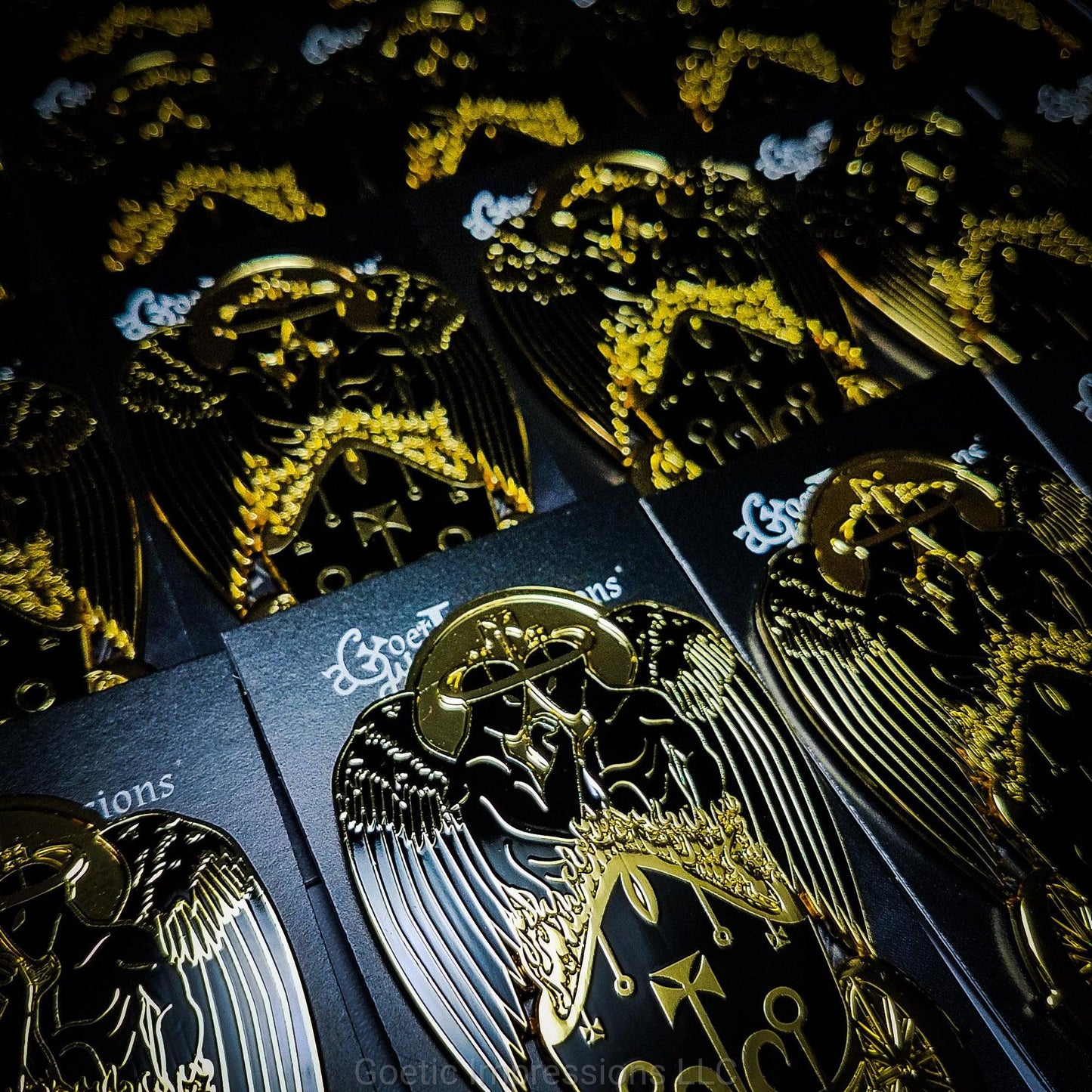 Set of Belial pins ready to ship.