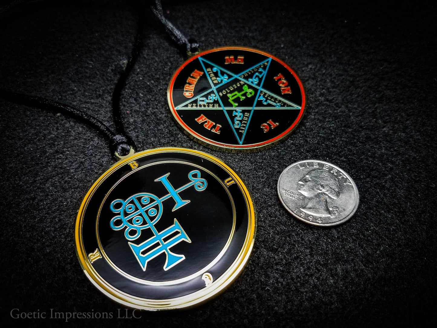 Seal of Buer sigil medallion with Pentacle of Solomon on reverse side