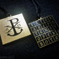 SATOR Square talisman featuring the Chi Rho symbol with Alpha and Omega on the reverse side in gold plating.