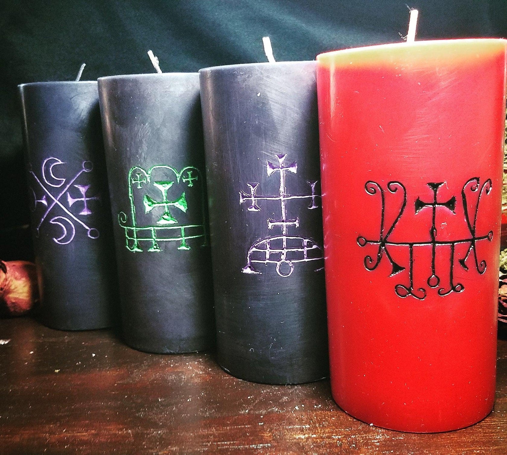 Custom Carved Sigil Pillar Candle Goetic Impressions