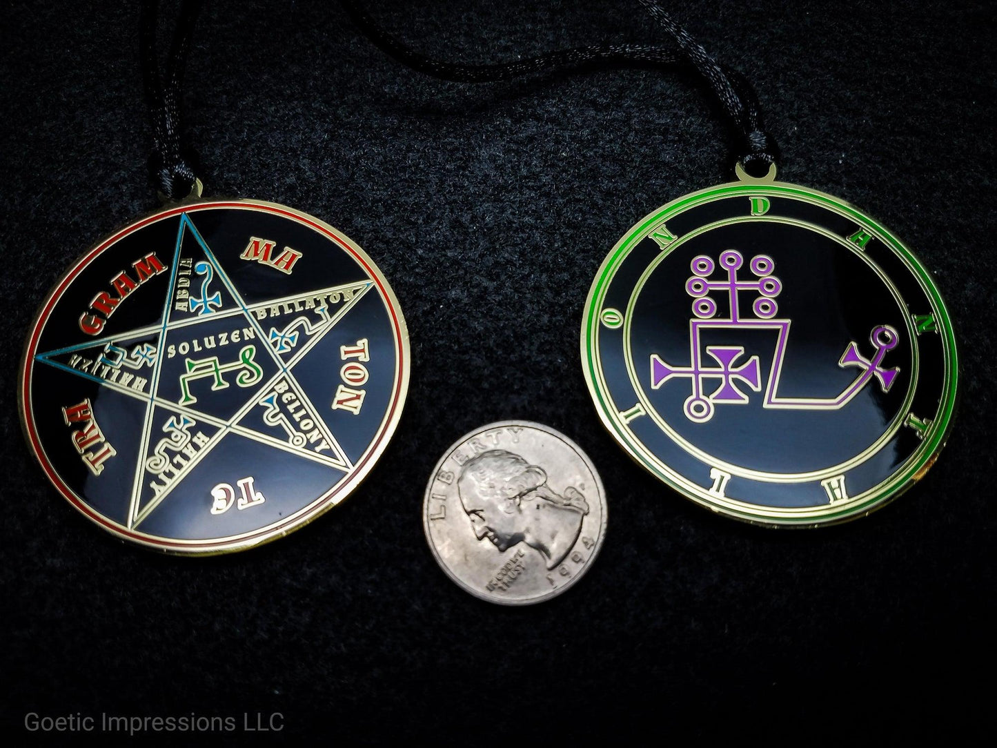 Seal of Dantalion sigil medallion with Pentacle of Solomon on reverse side