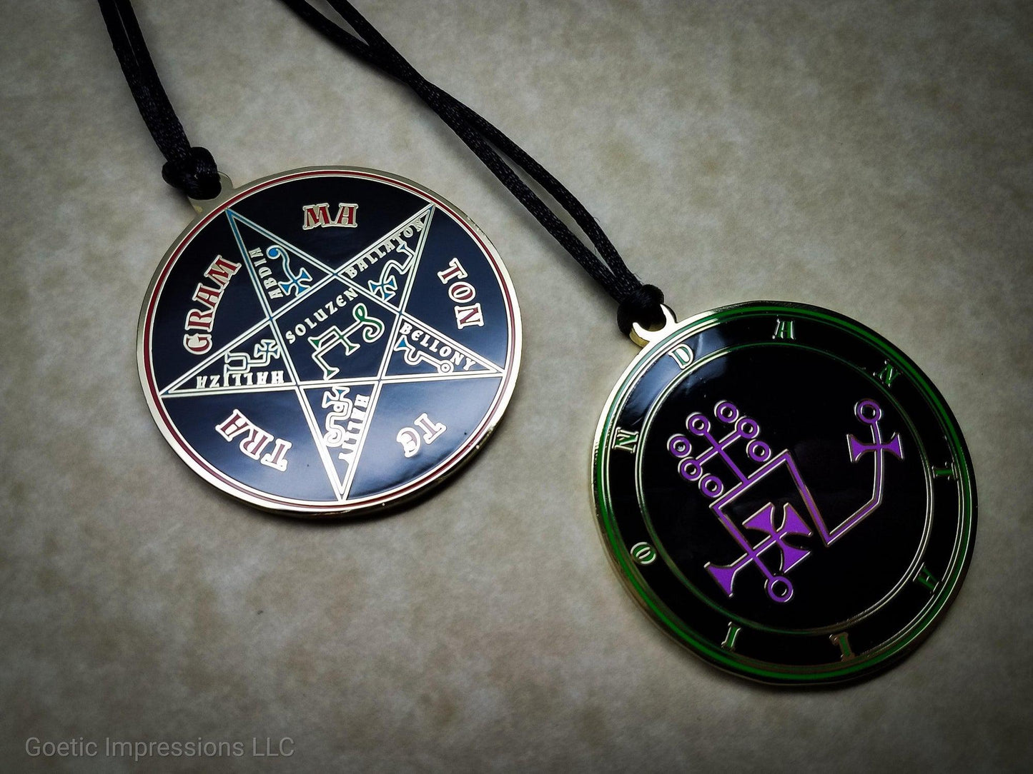 Seal of Dantalion sigil pendant with Pentacle of Solomon on reverse side