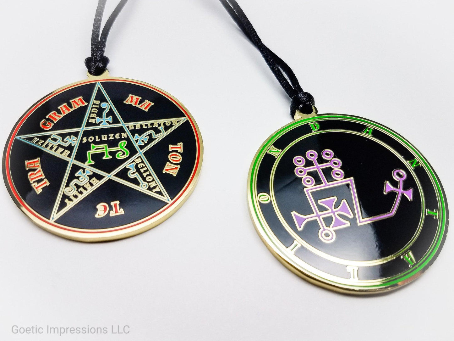 Seal of Dantalion sigil pendant with Pentacle of Solomon on reverse side