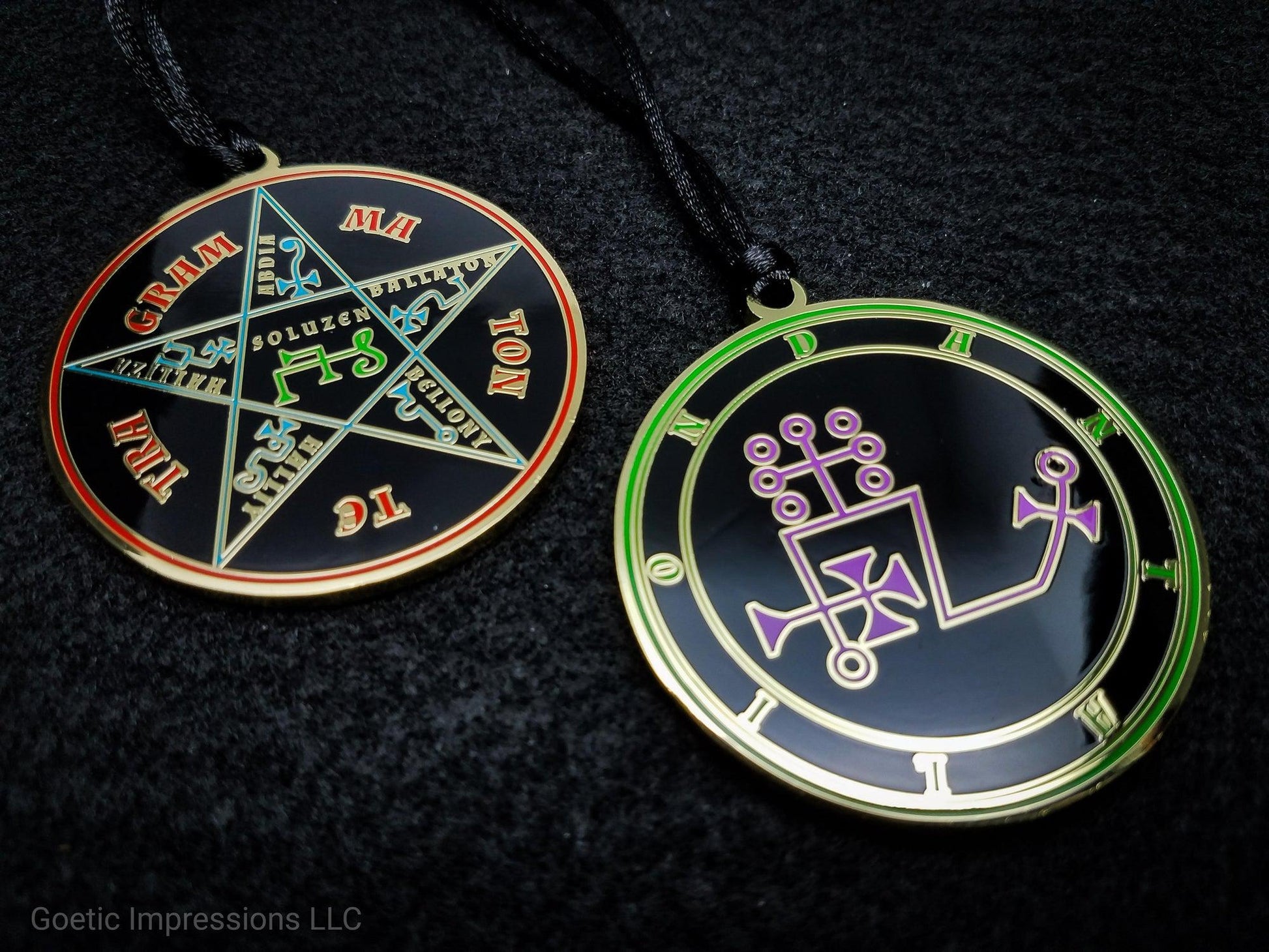 Seal of Dantalion sigil pendant with Pentacle of Solomon on reverse side