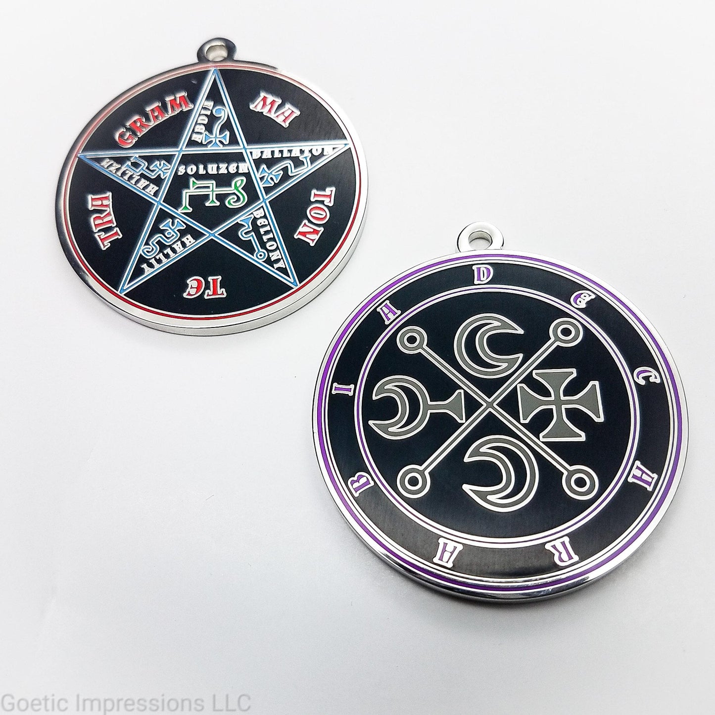 Decarabia sigil pendant with pentacle of solomon on reverse side