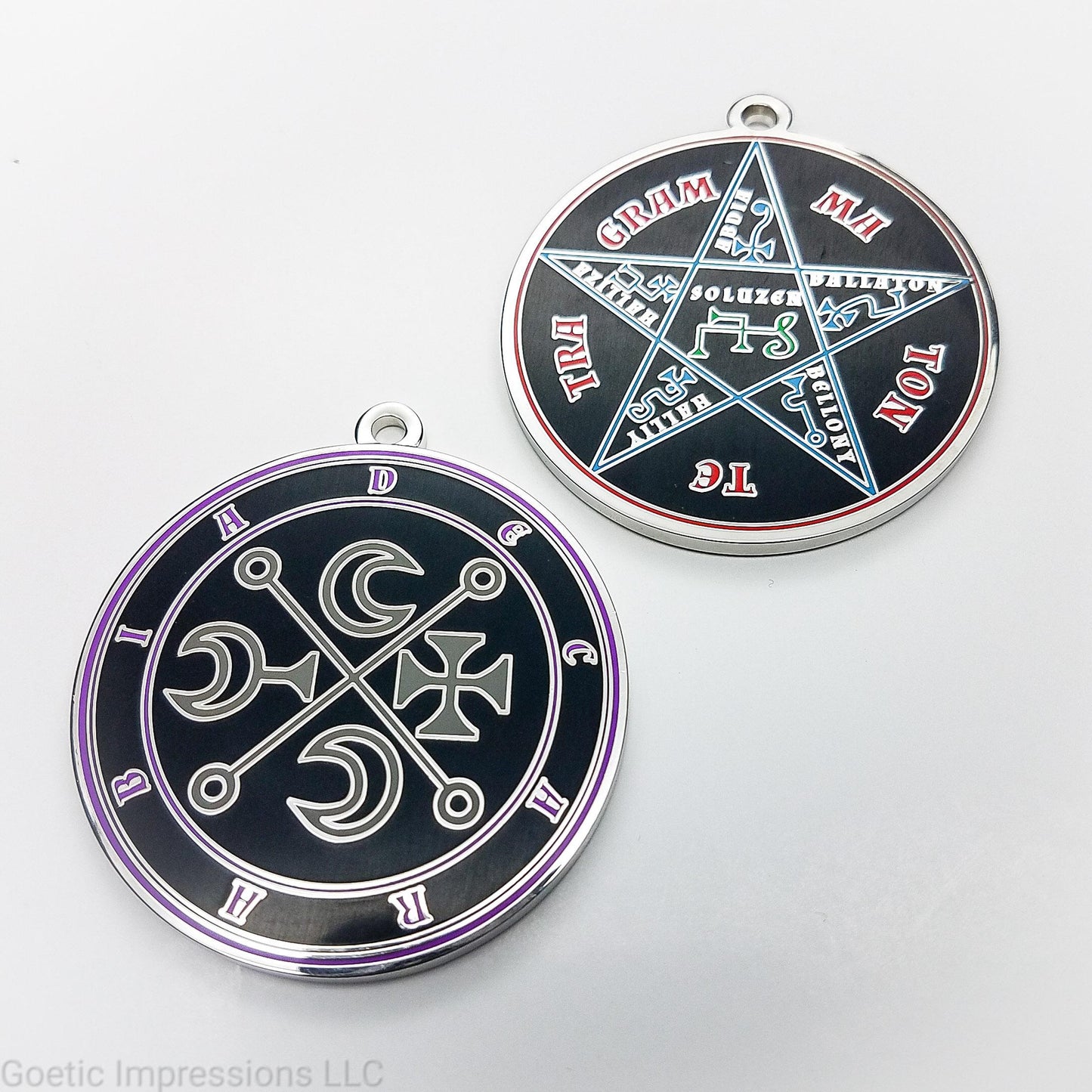 Decarabia sigil pendant with pentacle of solomon on reverse side