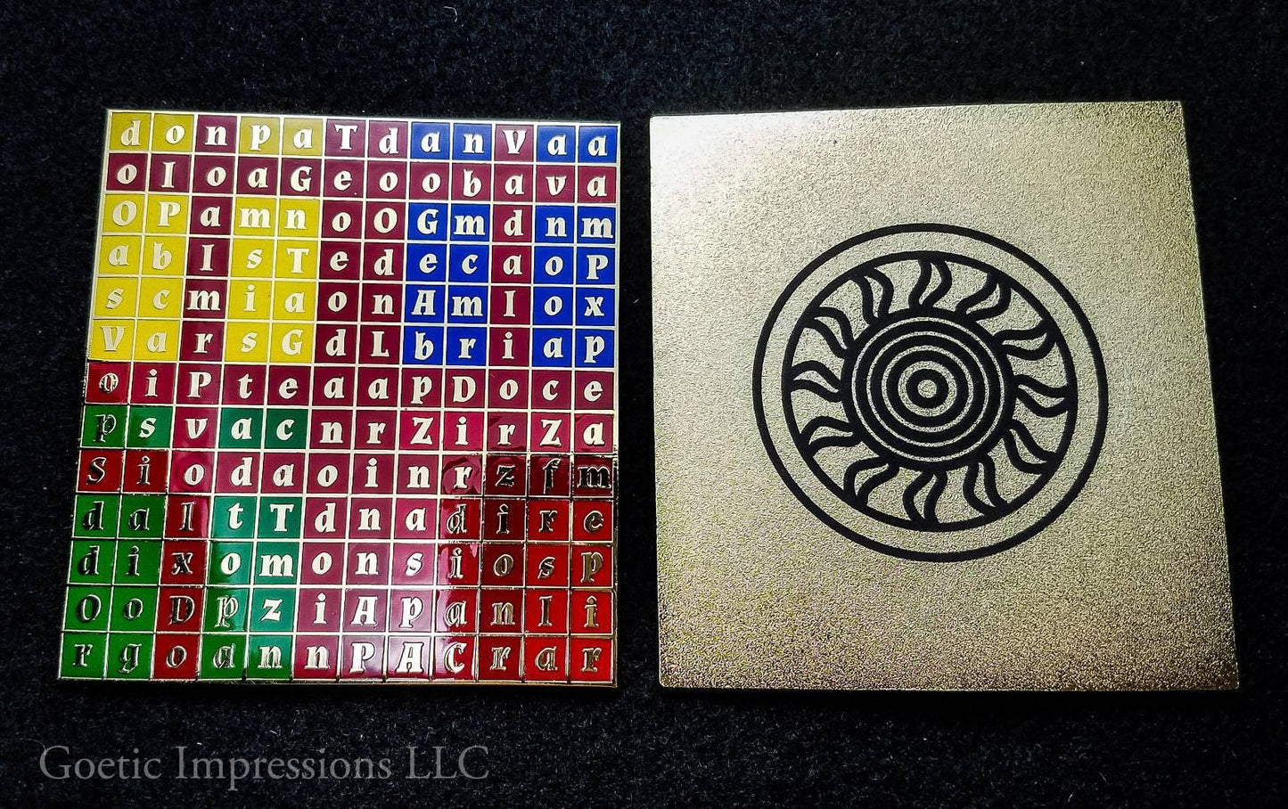 Fire elemental enochian watchtower tablet with emblem on back