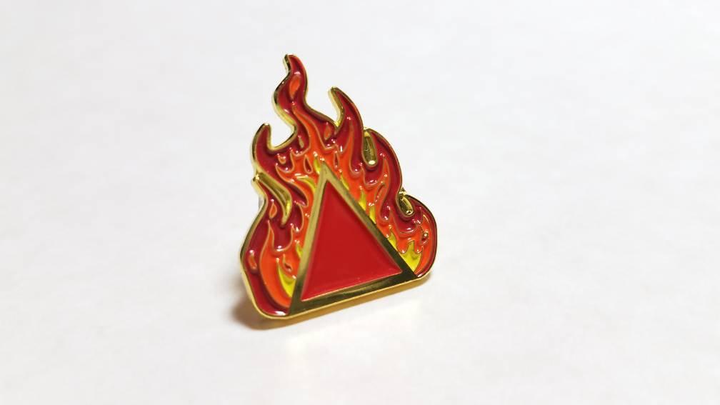 Fire alchemy enamel lapel pin
