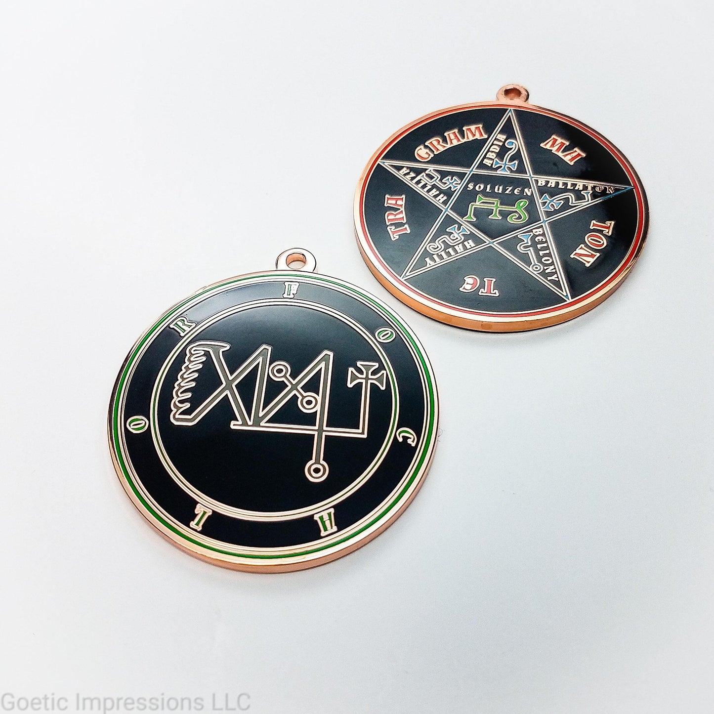 Focalor sigil pendant with pentacle of solomon on reverse side