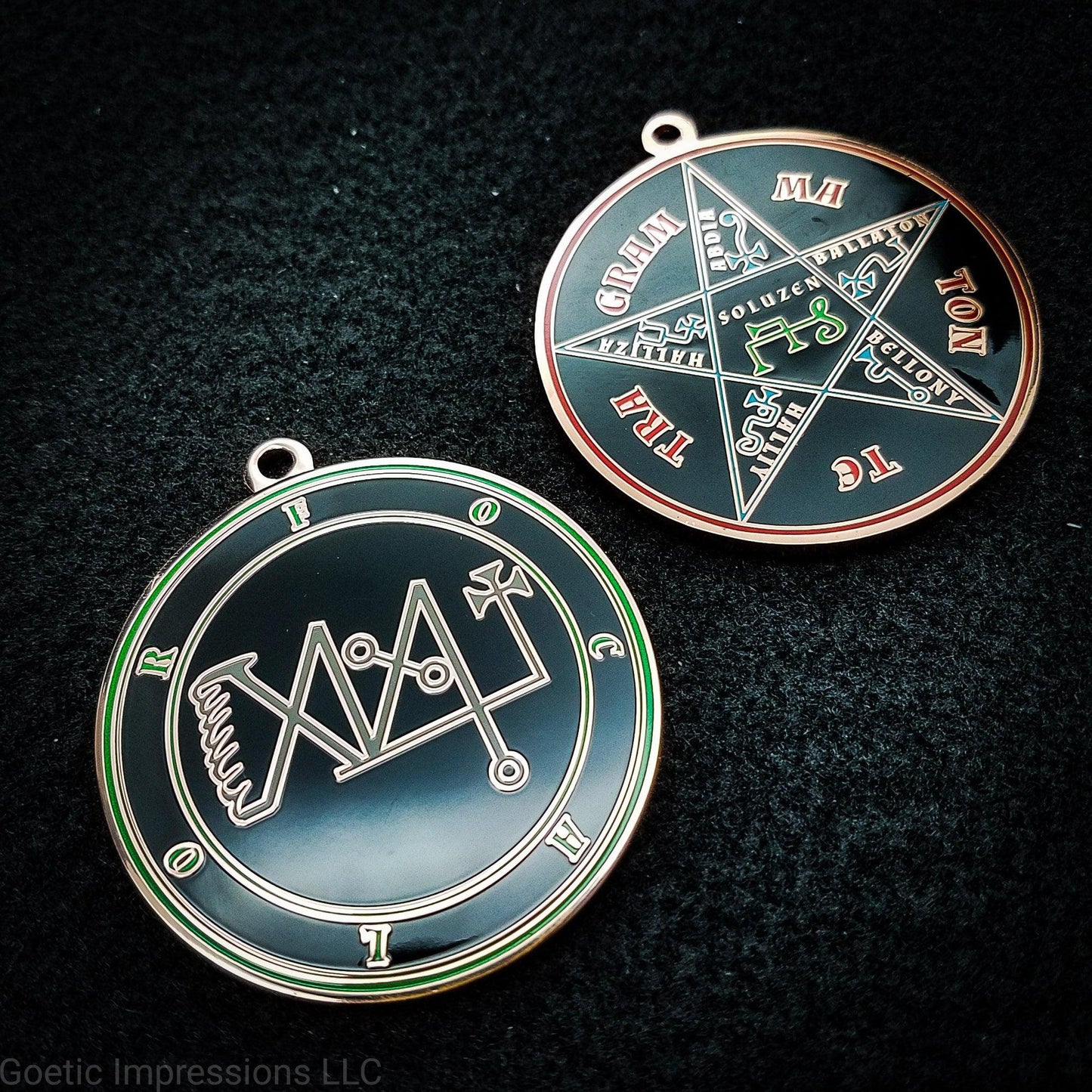 Focalor sigil pendant with pentacle of solomon on reverse side