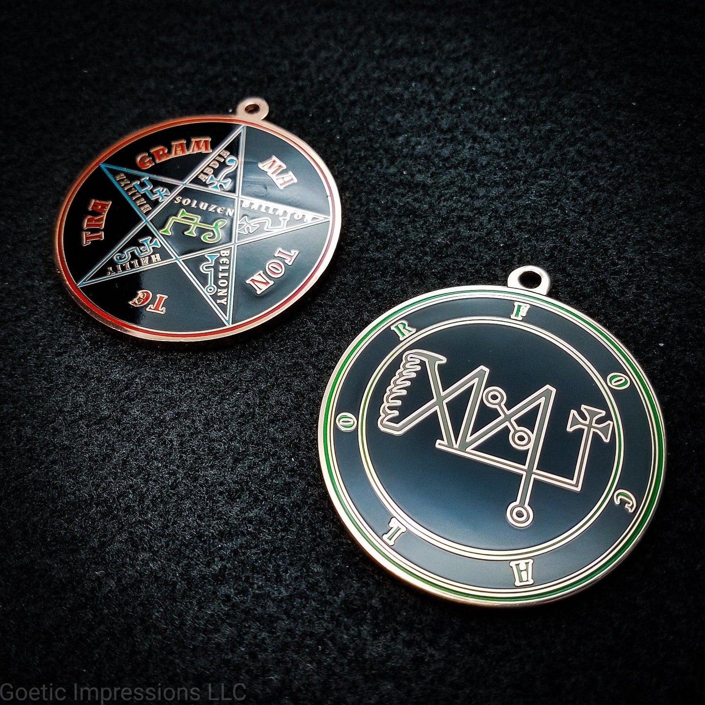 Focalor sigil pendant with pentacle of solomon on reverse side