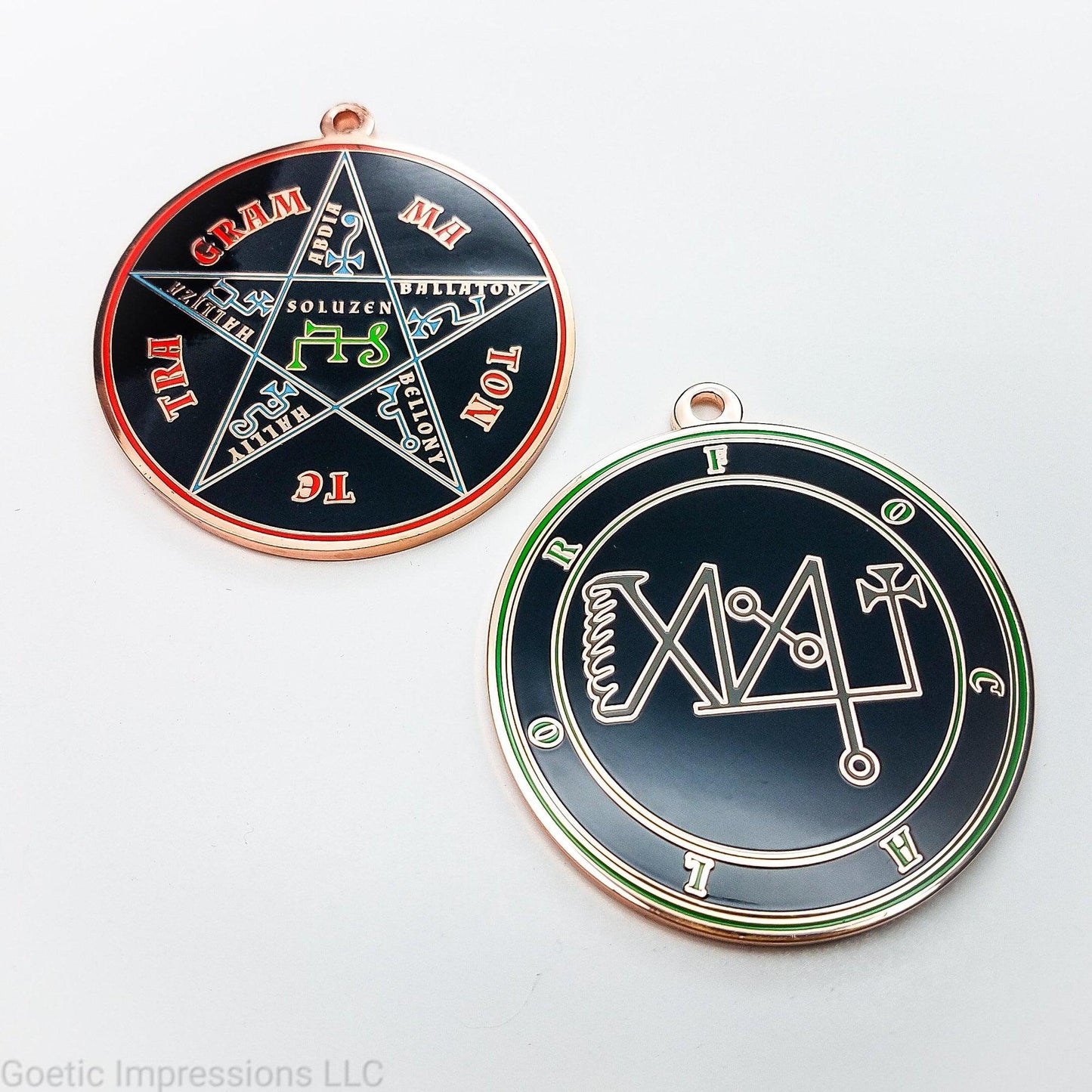 Focalor sigil pendant with pentacle of solomon on reverse side