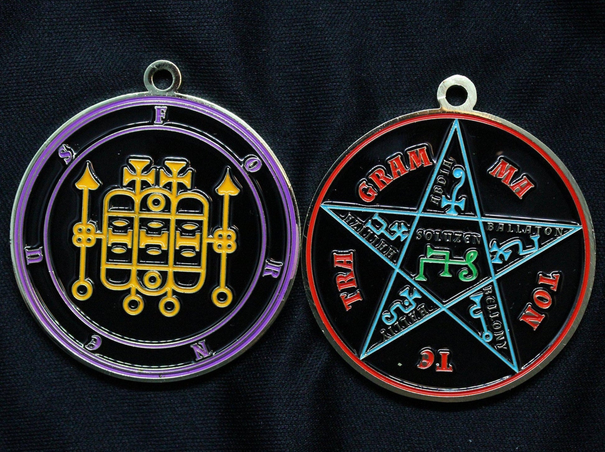 Forneus seal pendant with pentagram of solomon on back