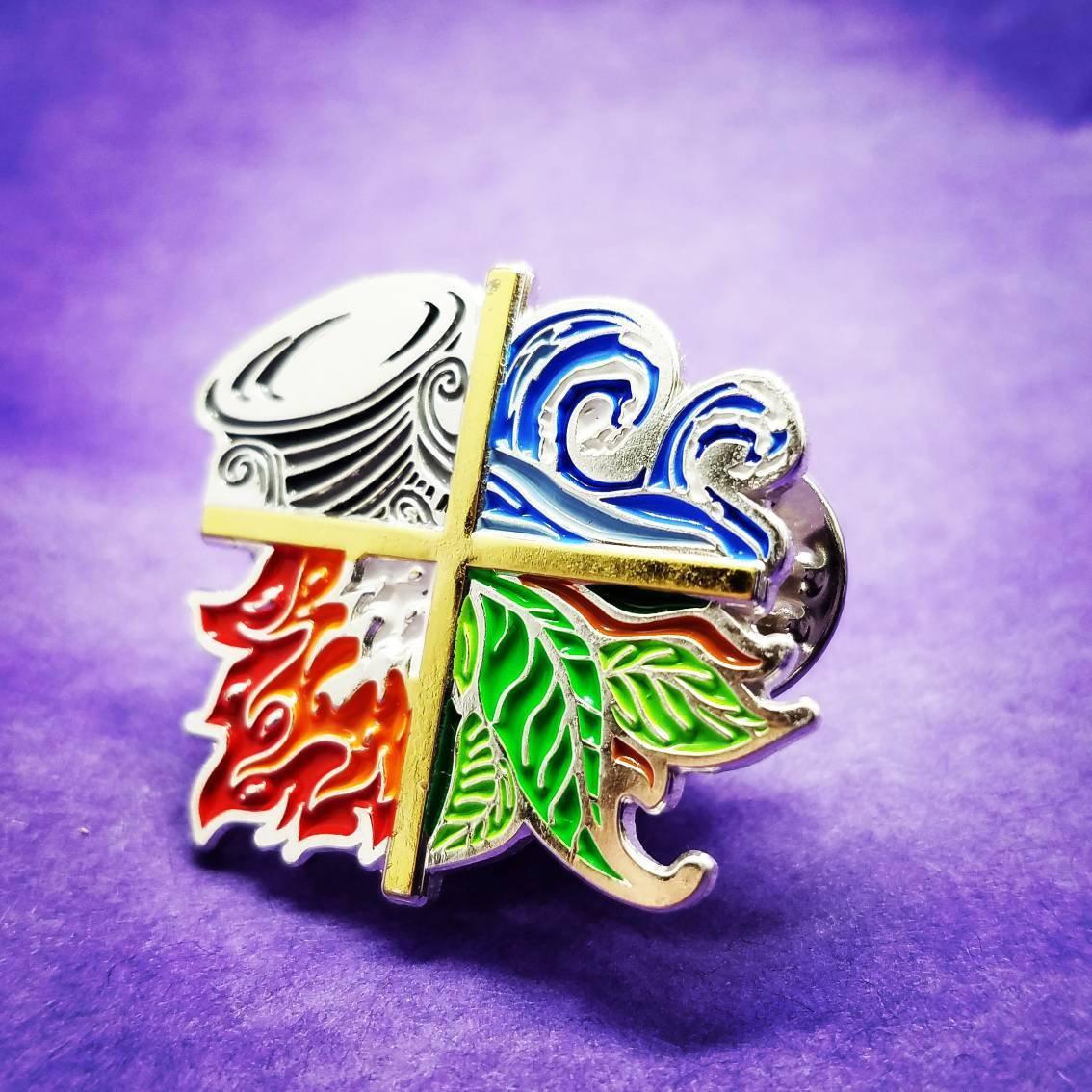 Four Element Alchemical Enamel Pin Symbol