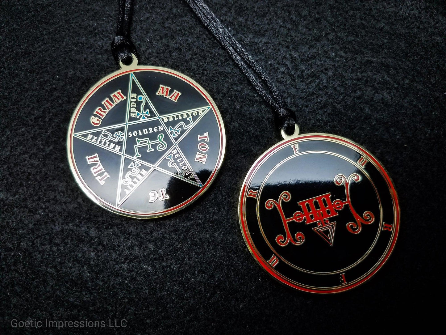 Seal of Furfur sigil pendant with Pentacle of Solomon on reverse side