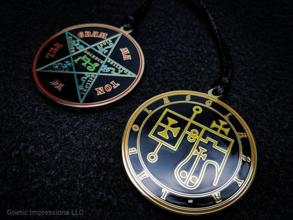 Seal of Glasya-Labolas sigil talisman with Pentacle of Solomon on reverse side.
