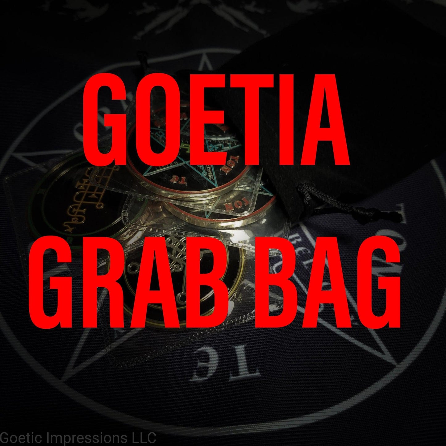 Product image for GOETIA Mystery Grab Bag featuring text over a background suggestive of occult or mystical themes.