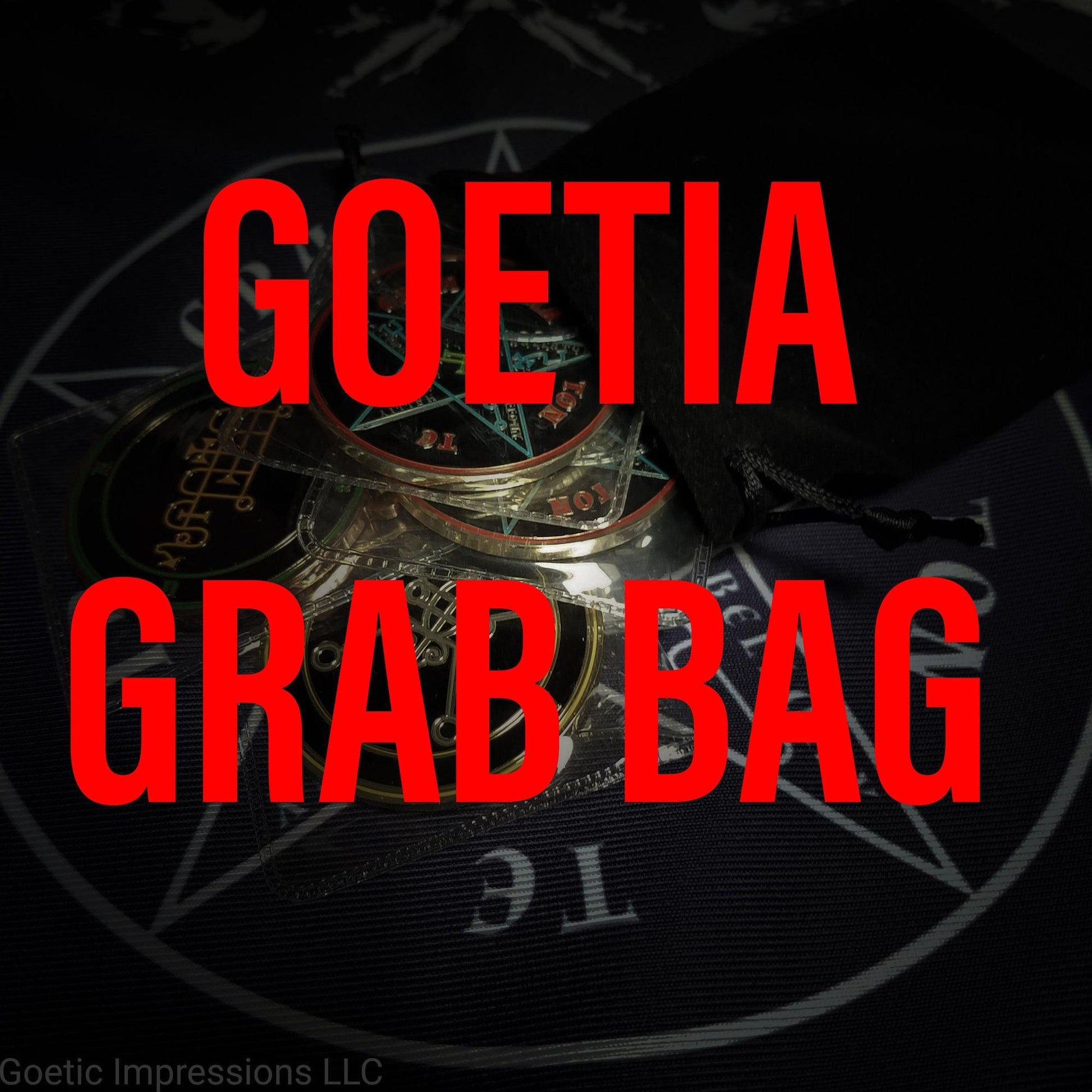 Product image for GOETIA Mystery Grab Bag featuring text over a background suggestive of occult or mystical themes.