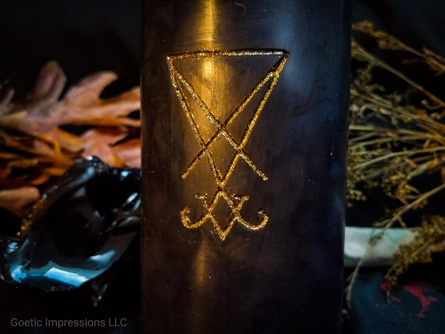 Gold Lucifer Sigil Pillar Candle