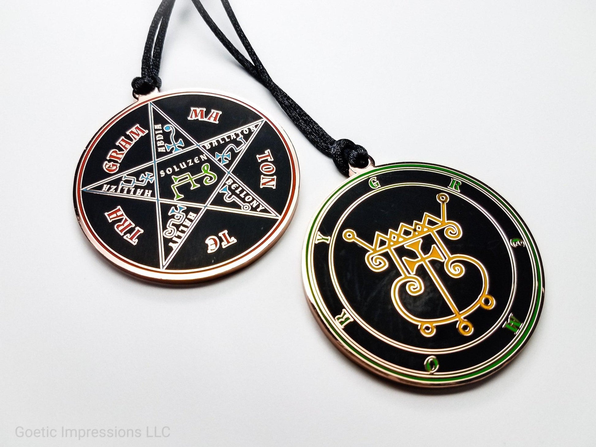 Seal of Gremory sigil pendant with Pentacle of Solomon on reverse side in copper