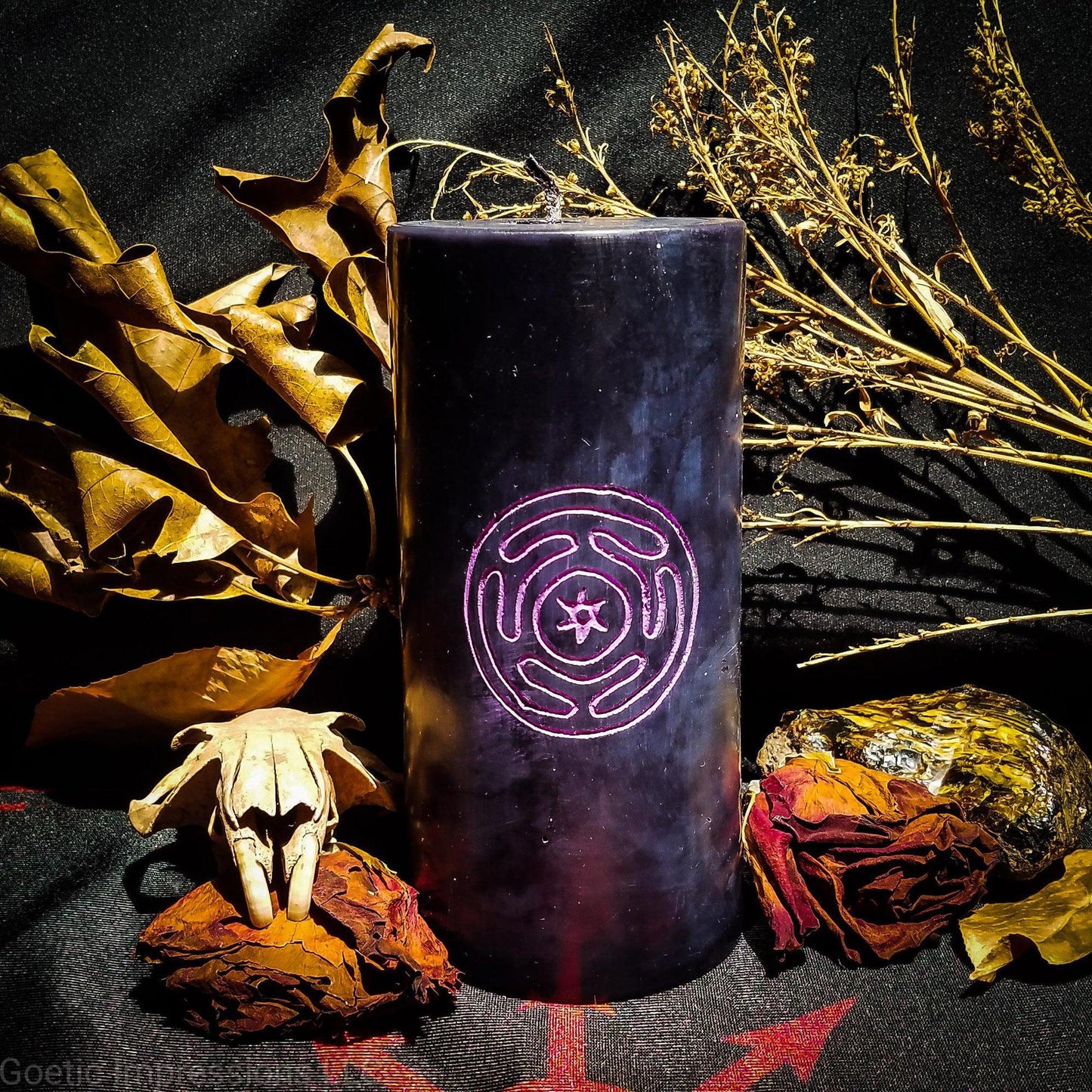 Wheel of Hecate Stropholos Pillar candle