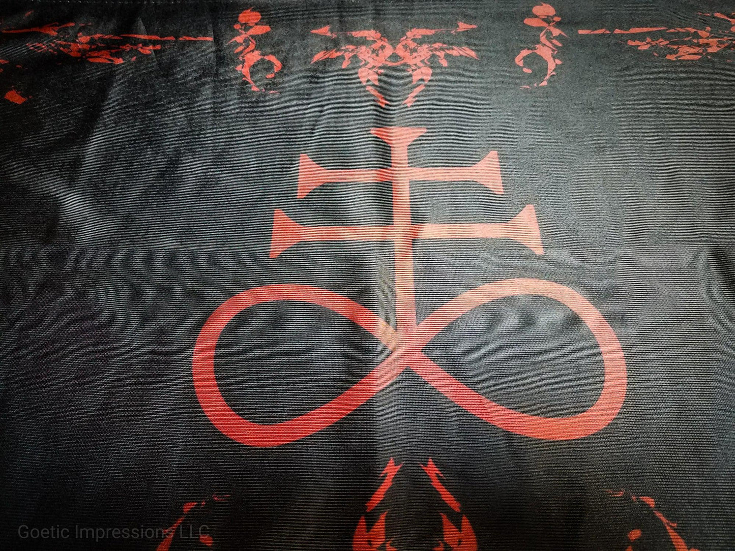 Black and red Leviathan altar cloth